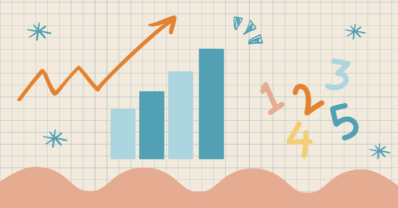 Abstract collage of numbers, charts, and graphs