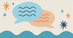 An illustration of two speech bubbles overlappping 