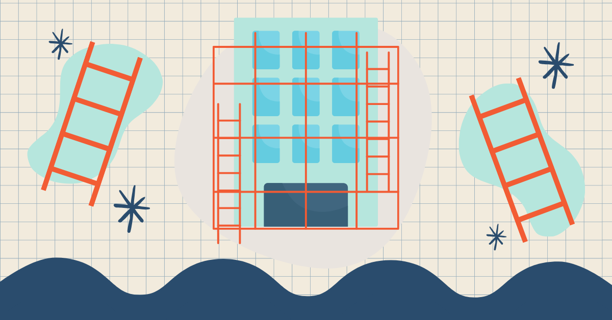 Illustration of scaffolding on a building