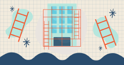 Illustration of scaffolding on a building